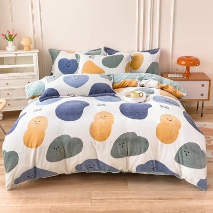 91家纺网 家纺一手货源 找家纺 （总）爱妮玖玖 2025新款牛奶绒印花款简款床单四件套