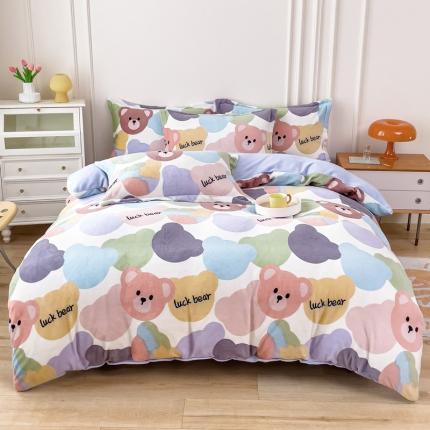 91家纺网 家纺一手货源 找家纺 （总）爱妮玖玖 2025新款牛奶绒印花款简款床单四件套