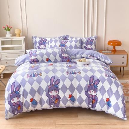 91家纺网 家纺一手货源 找家纺 （总）爱妮玖玖 2025新款牛奶绒印花款简款床单四件套