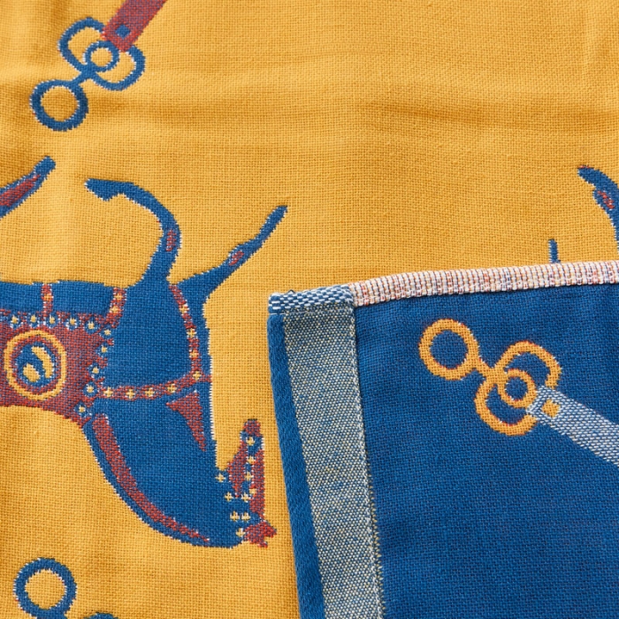 91家纺网 家纺一手货源 找家纺 朴尔 全棉多彩四层纱布枕巾 52*78cm一对装 皇冠马-黄