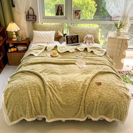 91家纺网 家纺一手货源 找家纺 HL原创 2022新款色织提花啵啵绒毯 色织提花毯-姜黄