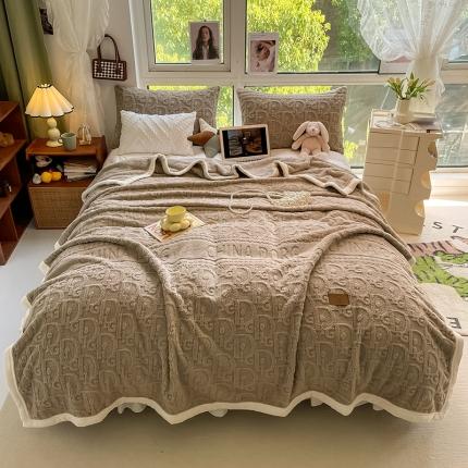 91家纺网 家纺一手货源 找家纺 HL原创 2022新款色织提花啵啵绒毯 色织提花毯-奶咖