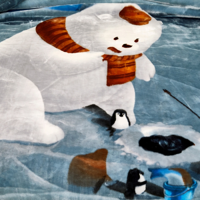 91家纺网 家纺一手货源 找家纺 尚品凤凰2025新款拉舍尔毛毯4-12斤CC-013 钓鱼熊