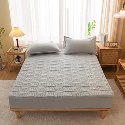 91家纺网 家纺一手货源 找家纺 乐视 2024新款A类纯色大豆纤维夹棉床笠 线条格-烟灰