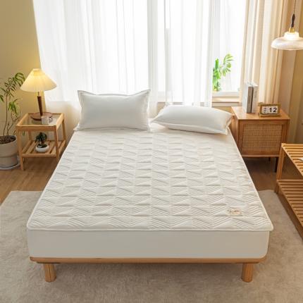 乐视 2024新款A类纯色大豆纤维夹棉床笠 线条格-本白