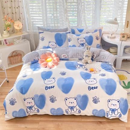 多品 2023年新款13070暗线全棉四件套 爱心熊