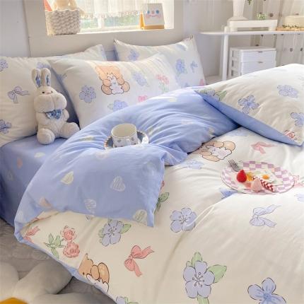 多品 2023年新款13070暗线全棉四件套 清新小熊