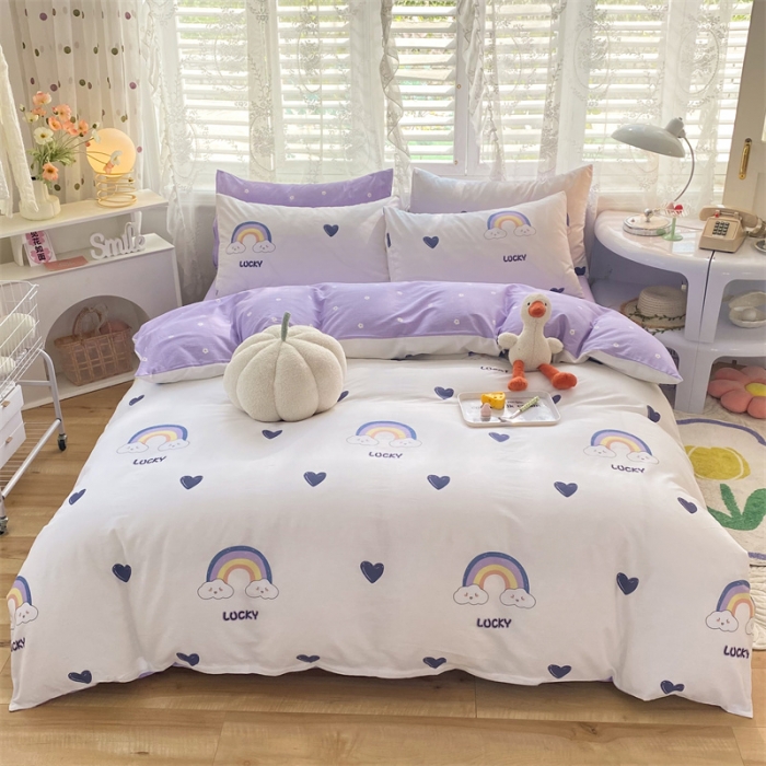 91家纺网 家纺一手货源 找家纺 多品 2023年新款13070暗线全棉四件套 幸运彩虹