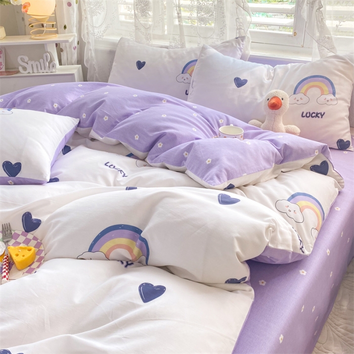 91家纺网 家纺一手货源 找家纺 多品 2023年新款13070暗线全棉四件套 幸运彩虹