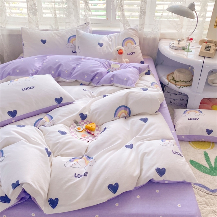 91家纺网 家纺一手货源 找家纺 多品 2023年新款13070暗线全棉四件套 幸运彩虹