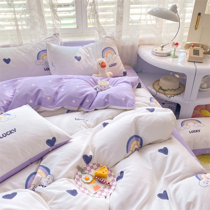 91家纺网 家纺一手货源 找家纺 多品 2023年新款13070暗线全棉四件套 幸运彩虹