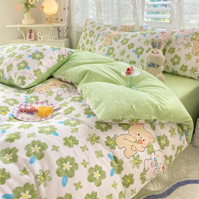 91家纺网 家纺一手货源 找家纺 多品 2023年新款13070暗线全棉四件套 萱妮伙伴