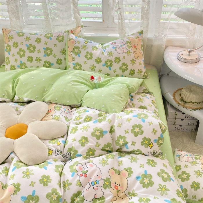 91家纺网 家纺一手货源 找家纺 多品 2023年新款13070暗线全棉四件套 萱妮伙伴