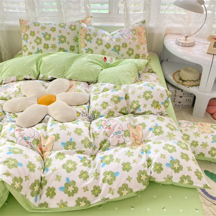 91家纺网 家纺一手货源 找家纺 多品 2023年新款13070暗线全棉四件套 萱妮伙伴