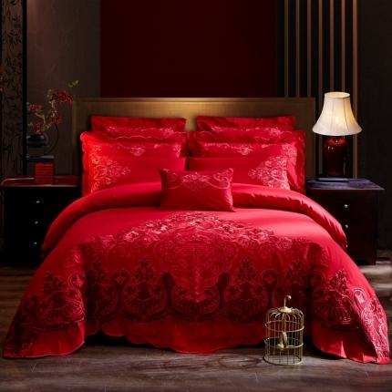 91家纺网 家纺一手货源 找家纺 （总）高大尚 2022AB版长绒棉婚庆多件套--喜嫁