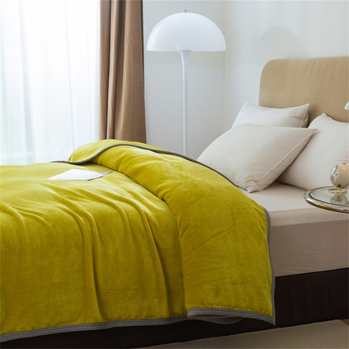 91家纺网 家纺一手货源 找家纺 （总）兰紫橙家纺 2025新款纯色云貂绒360克包边毛毯