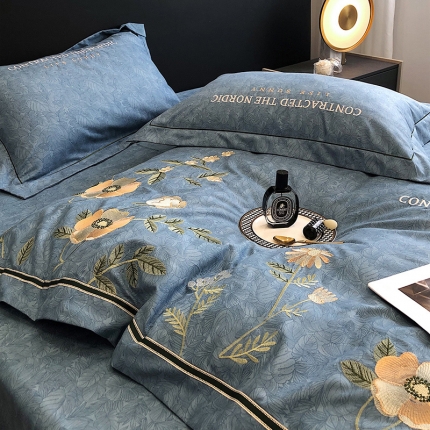 91家纺网 家纺一手货源 找家纺 立奥2023秋冬新品 直播爆款阳绒磨毛刺绣四件套