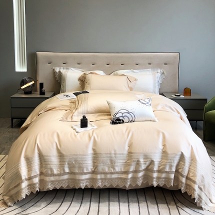 91家纺网 家纺一手货源 找家纺 黑白森林秋冬新品 100支贡缎四件套全棉纯棉-奥维娜