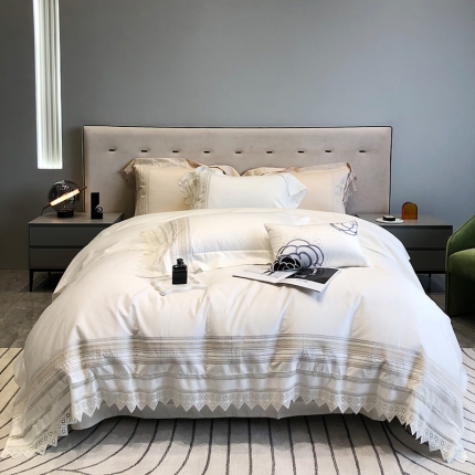 91家纺网 家纺一手货源 找家纺 黑白森林秋冬新品 100支贡缎四件套全棉纯棉-奥维娜