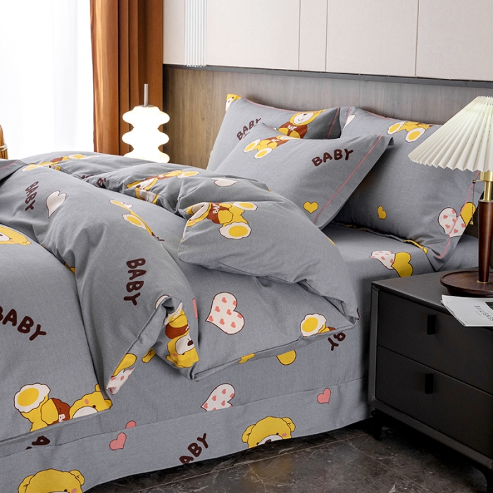 91家纺网 家纺一手货源 找家纺 纽缦 2022新款纯棉磨毛加厚系列-床单四件套 比尔宝贝