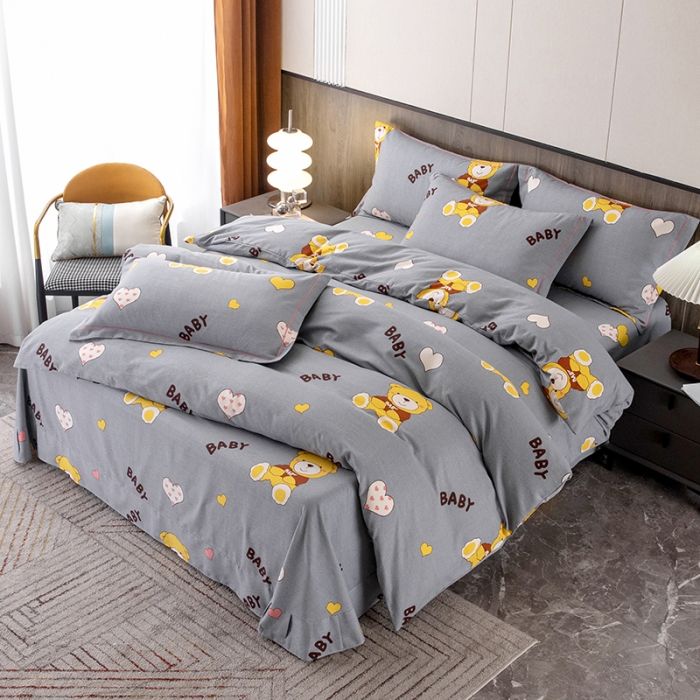 91家纺网 家纺一手货源 找家纺 纽缦 2022新款纯棉磨毛加厚系列-床单四件套 比尔宝贝