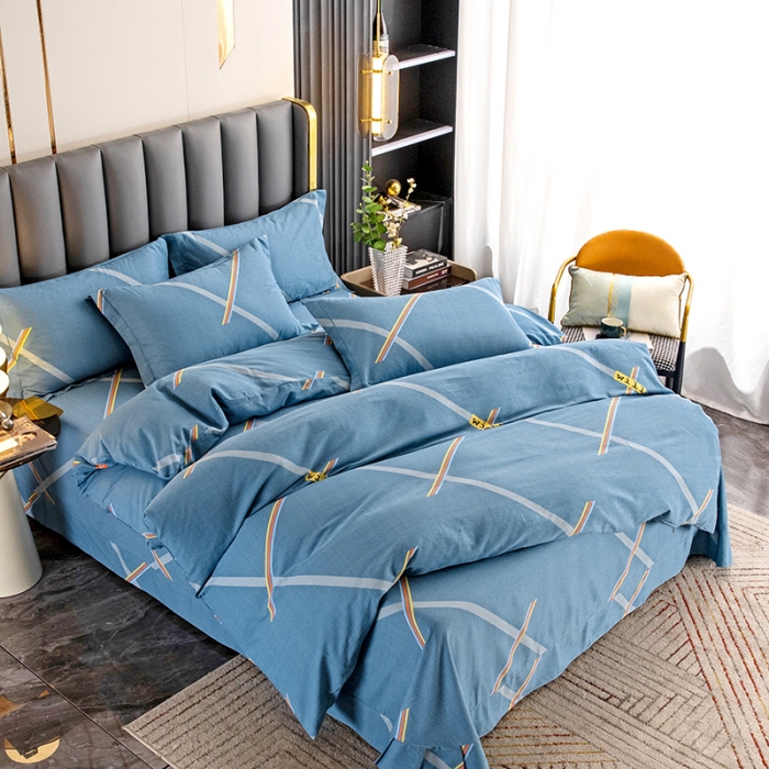 91家纺网 家纺一手货源 找家纺 纽缦 2022新款纯棉磨毛加厚系列-床单四件套 彩条飞舞