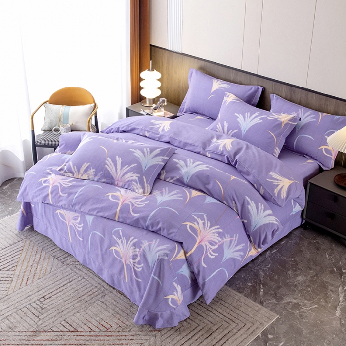91家纺网 家纺一手货源 找家纺 纽缦 2022新款纯棉磨毛加厚系列-床单四件套 城南花开-紫