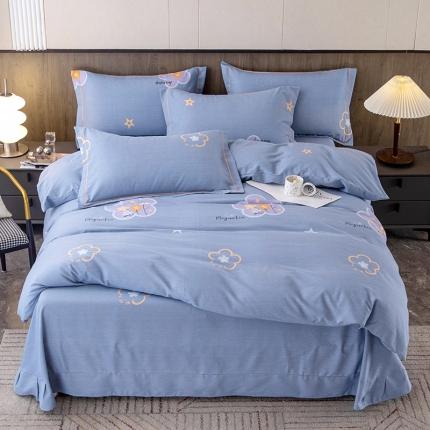 纽缦 2022新款纯棉磨毛加厚系列-床单四件套 花晨月夕-灰