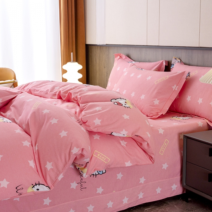 91家纺网 家纺一手货源 找家纺 纽缦 2022新款纯棉磨毛加厚系列-床单四件套 凯蒂宝贝