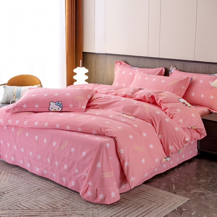 91家纺网 家纺一手货源 找家纺 纽缦 2022新款纯棉磨毛加厚系列-床单四件套 凯蒂宝贝