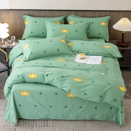 纽缦 2022新款纯棉磨毛加厚系列-床单四件套 小皇冠