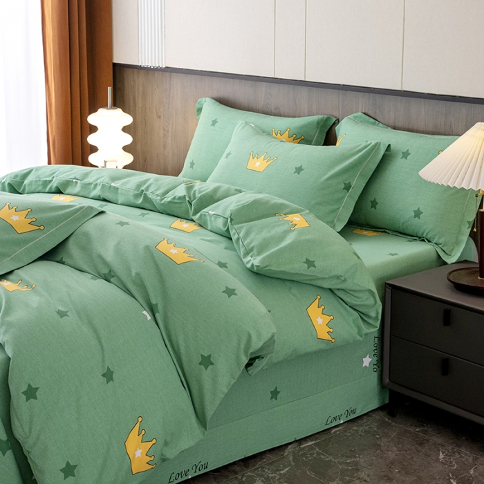 91家纺网 家纺一手货源 找家纺 纽缦 2022新款纯棉磨毛加厚系列-床单四件套 小皇冠