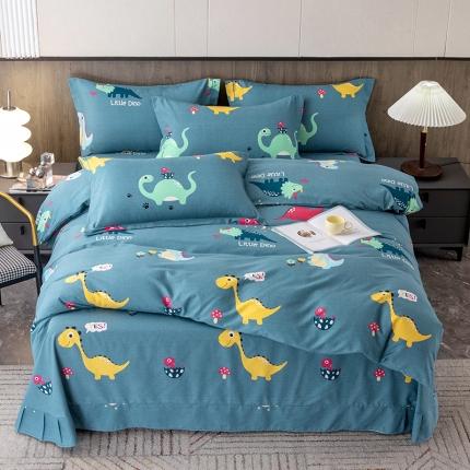 纽缦 2022新款纯棉磨毛加厚系列-床单四件套 小恐龙