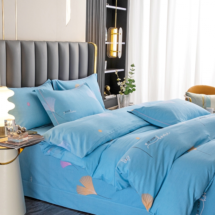 91家纺网 家纺一手货源 找家纺 纽缦 2022新款纯棉磨毛加厚系列-床单四件套 萱梦-绿