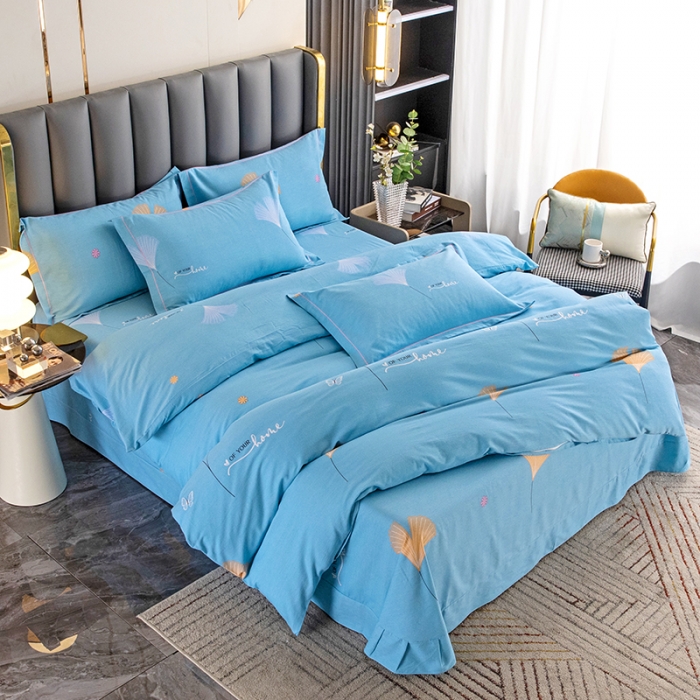 91家纺网 家纺一手货源 找家纺 纽缦 2022新款纯棉磨毛加厚系列-床单四件套 萱梦-绿