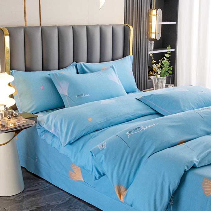 91家纺网 家纺一手货源 找家纺 纽缦 2022新款纯棉磨毛加厚系列-床单四件套 萱梦-绿