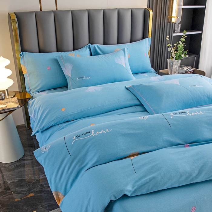 91家纺网 家纺一手货源 找家纺 纽缦 2022新款纯棉磨毛加厚系列-床单四件套 萱梦-绿