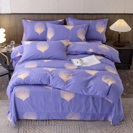 纽缦 2022新款纯棉磨毛加厚系列-床单四件套 叶语-紫