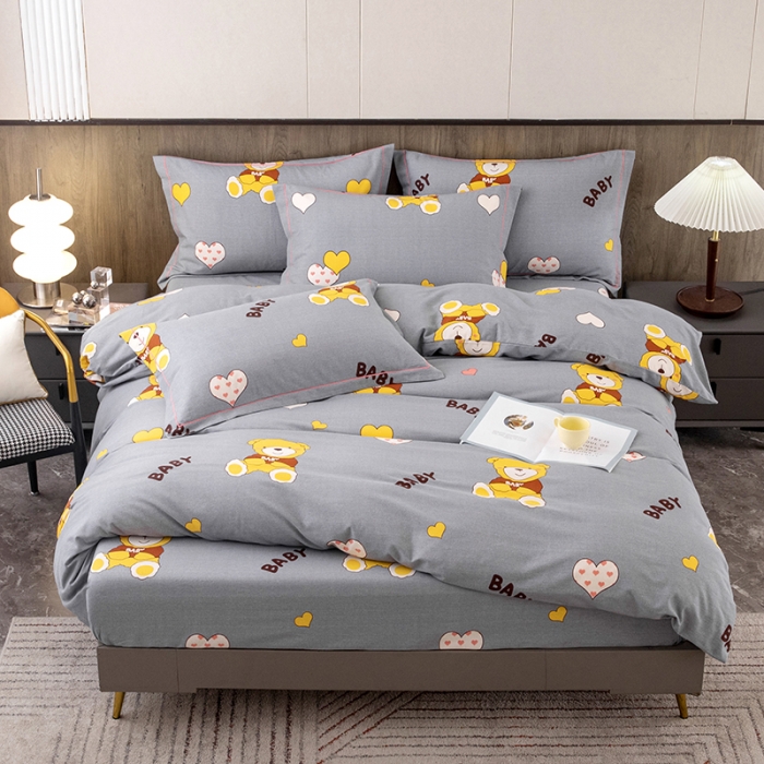 91家纺网 家纺一手货源 找家纺 纽缦 2022新款纯棉磨毛加厚系列-床笠四件套 比尔宝贝