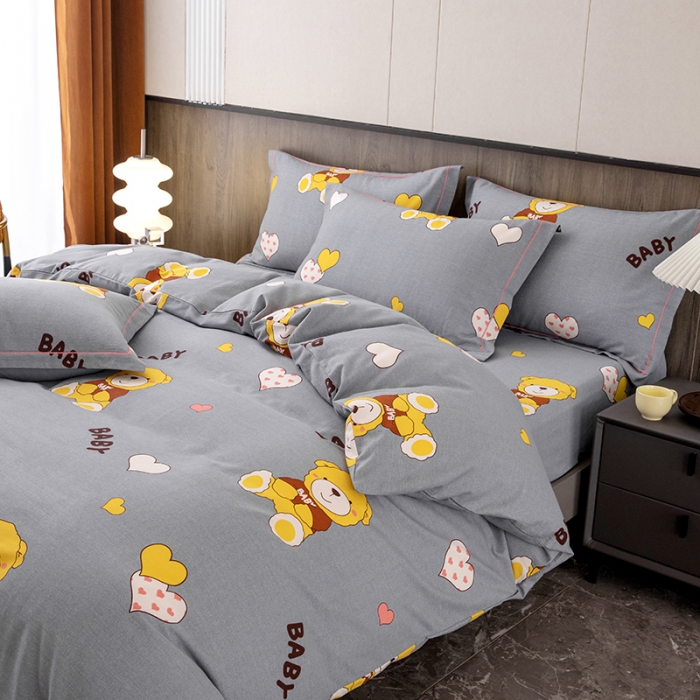 91家纺网 家纺一手货源 找家纺 纽缦 2022新款纯棉磨毛加厚系列-床笠四件套 比尔宝贝