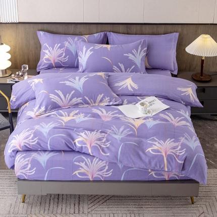 纽缦 2022新款纯棉磨毛加厚系列-床笠四件套 城南花开-紫