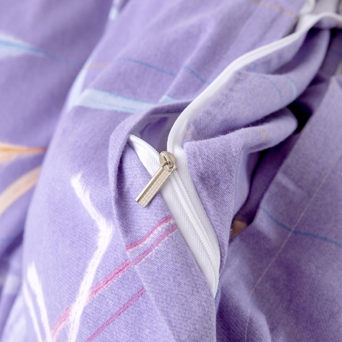 91家纺网 家纺一手货源 找家纺 纽缦 2022新款纯棉磨毛加厚系列-床笠四件套 城南花开-紫