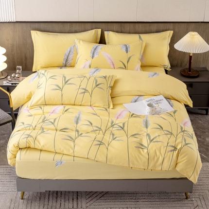 纽缦 2022新款纯棉磨毛加厚系列-床笠四件套 浮梦-黄