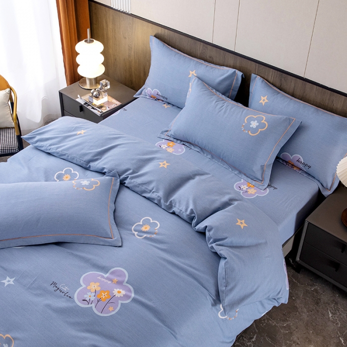 91家纺网 家纺一手货源 找家纺 纽缦 2022新款纯棉磨毛加厚系列-床笠四件套 花晨月夕-灰