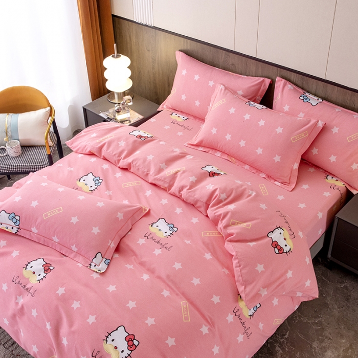 91家纺网 家纺一手货源 找家纺 纽缦 2022新款纯棉磨毛加厚系列-床笠四件套 凯蒂宝贝