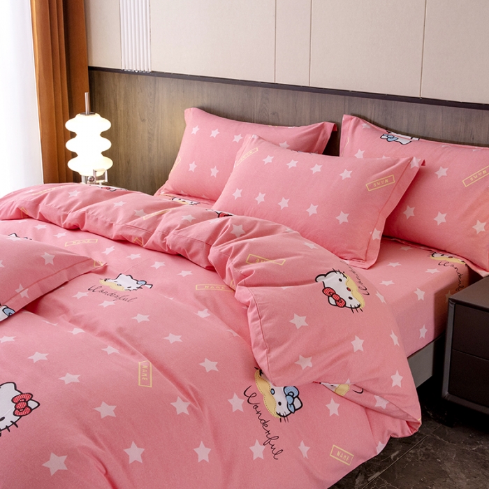 91家纺网 家纺一手货源 找家纺 纽缦 2022新款纯棉磨毛加厚系列-床笠四件套 凯蒂宝贝