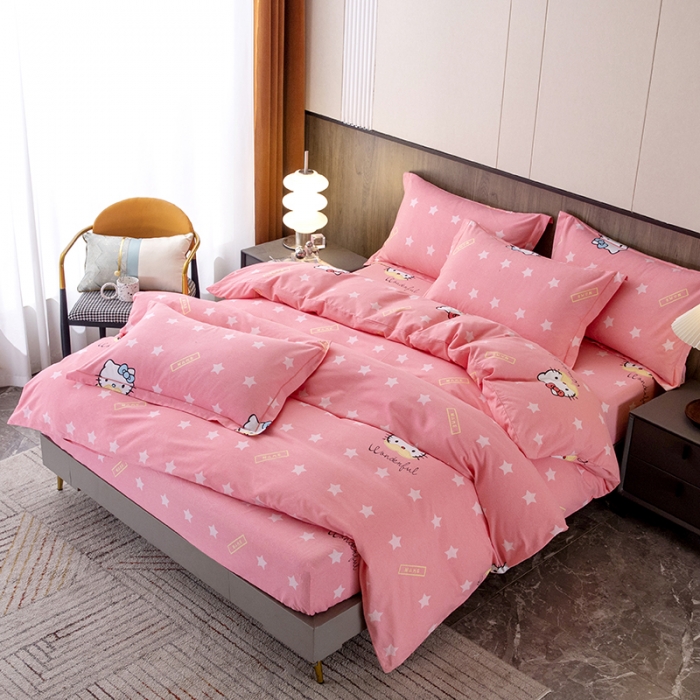 91家纺网 家纺一手货源 找家纺 纽缦 2022新款纯棉磨毛加厚系列-床笠四件套 凯蒂宝贝