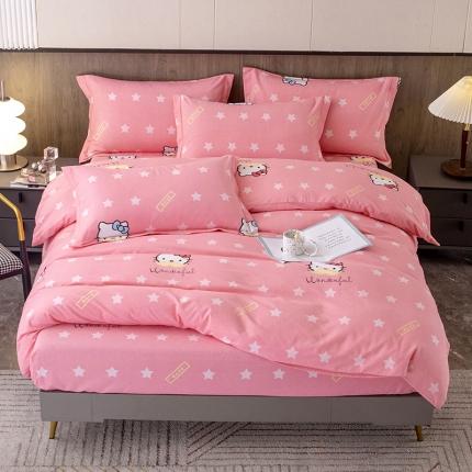 纽缦 2022新款纯棉磨毛加厚系列-床笠四件套 凯蒂宝贝