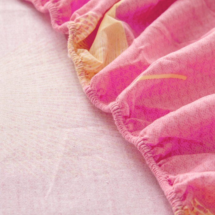 91家纺网 家纺一手货源 找家纺 纽缦 2022新款纯棉磨毛加厚系列-床笠四件套 叶语-粉