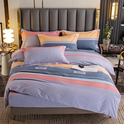 纽缦 2022新款纯棉磨毛加厚系列-床笠四件套 炫彩时光-粉